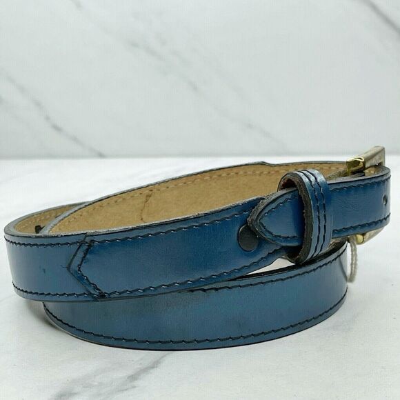 Justin Boots Blue Vintage Top Grain Cowhide Leather Belt Size 26 Made in USA - Picture 5 of 7